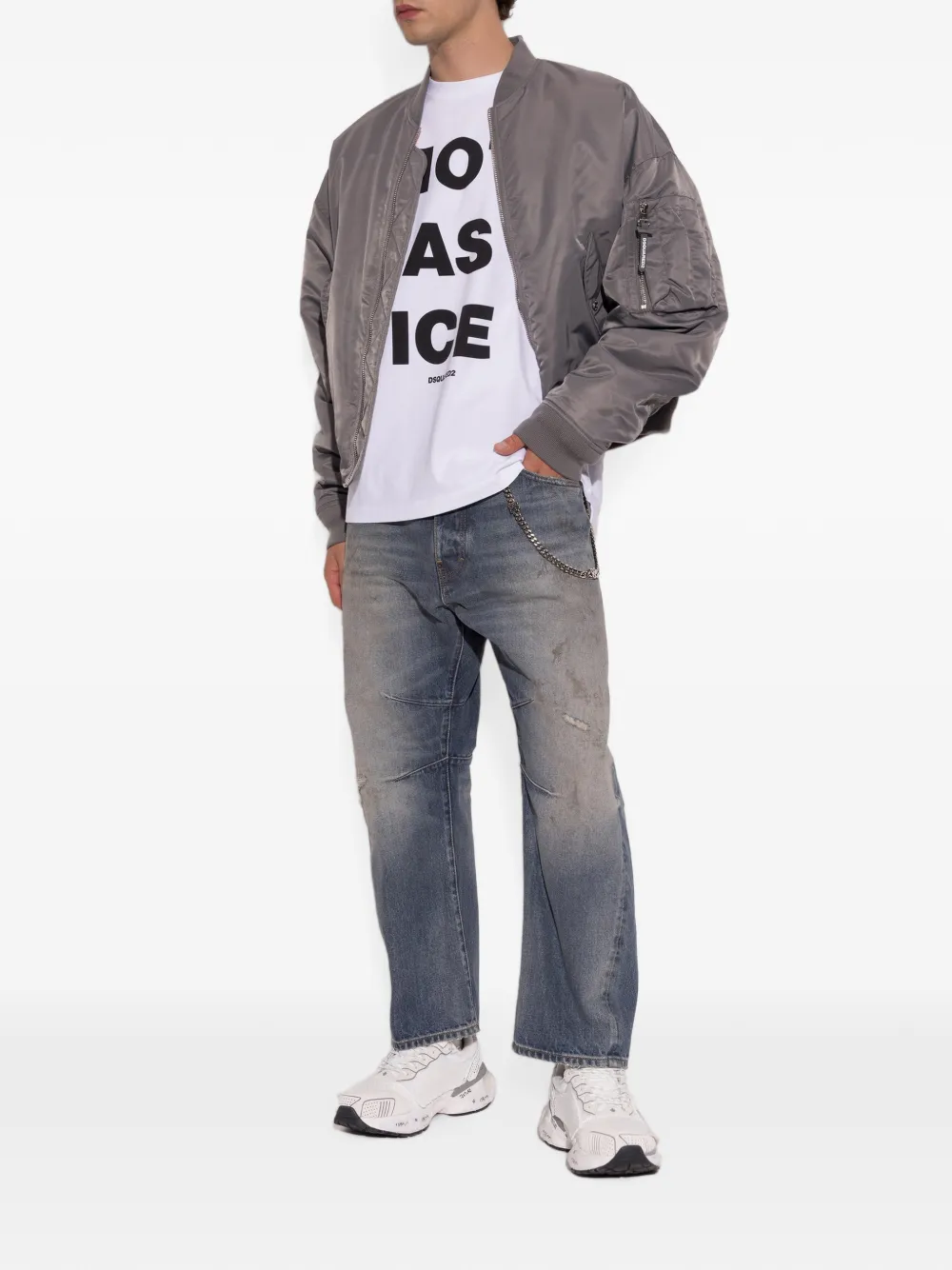 DSQUARED2 Bomberjack met logopatch Grijs