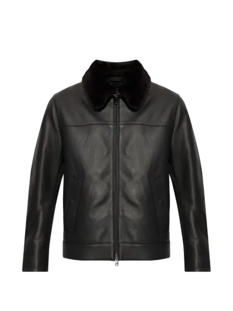 Brioni faux-fur collar leather jacket