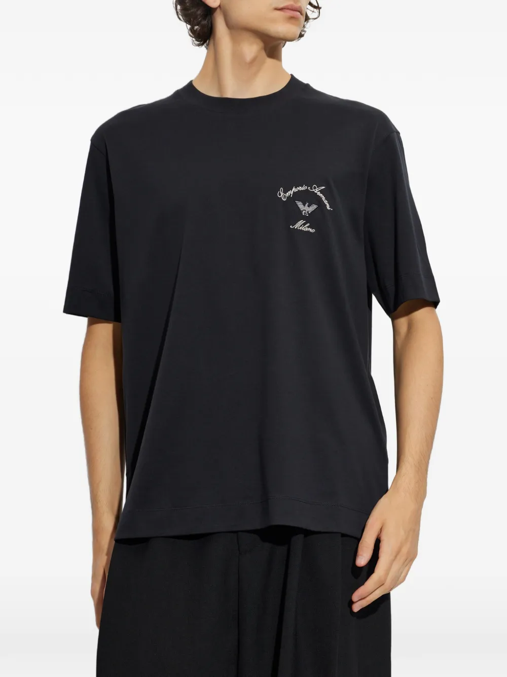Emporio Armani T-shirt met geborduurd logo Zwart
