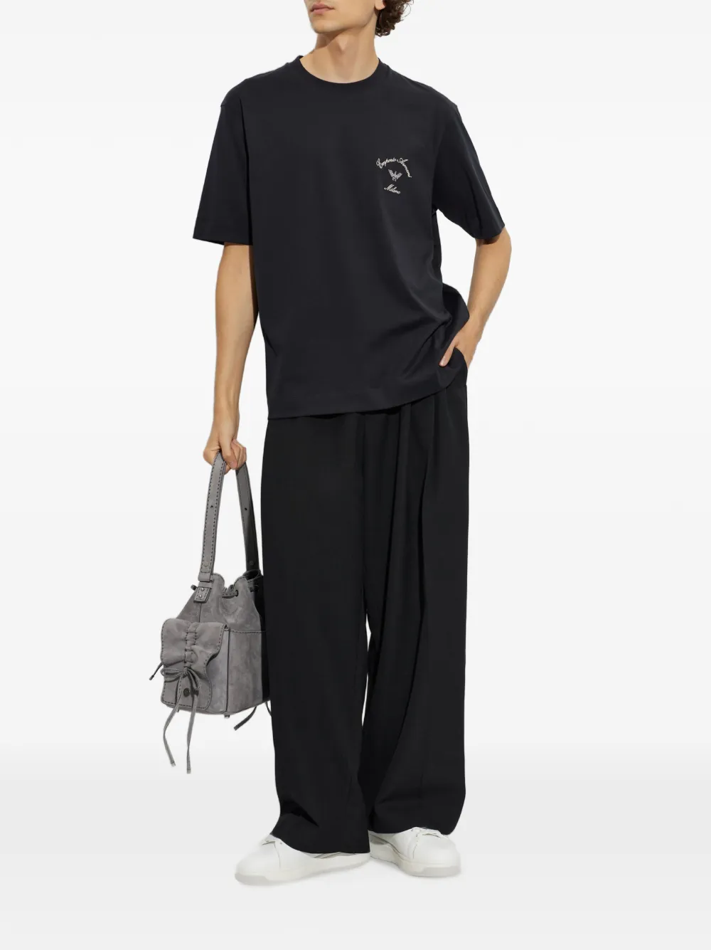 Emporio Armani T-shirt met geborduurd logo Zwart