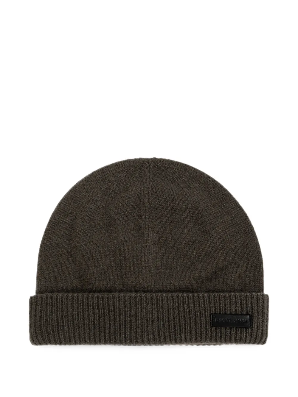 Emporio Armani logo-patch cashmere beanie hat - Grigio