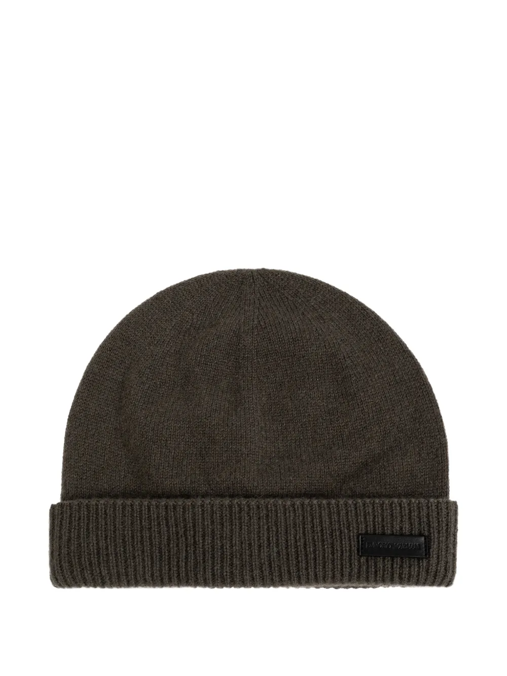 Emporio Armani logo-patch cashmere beanie hat · M
