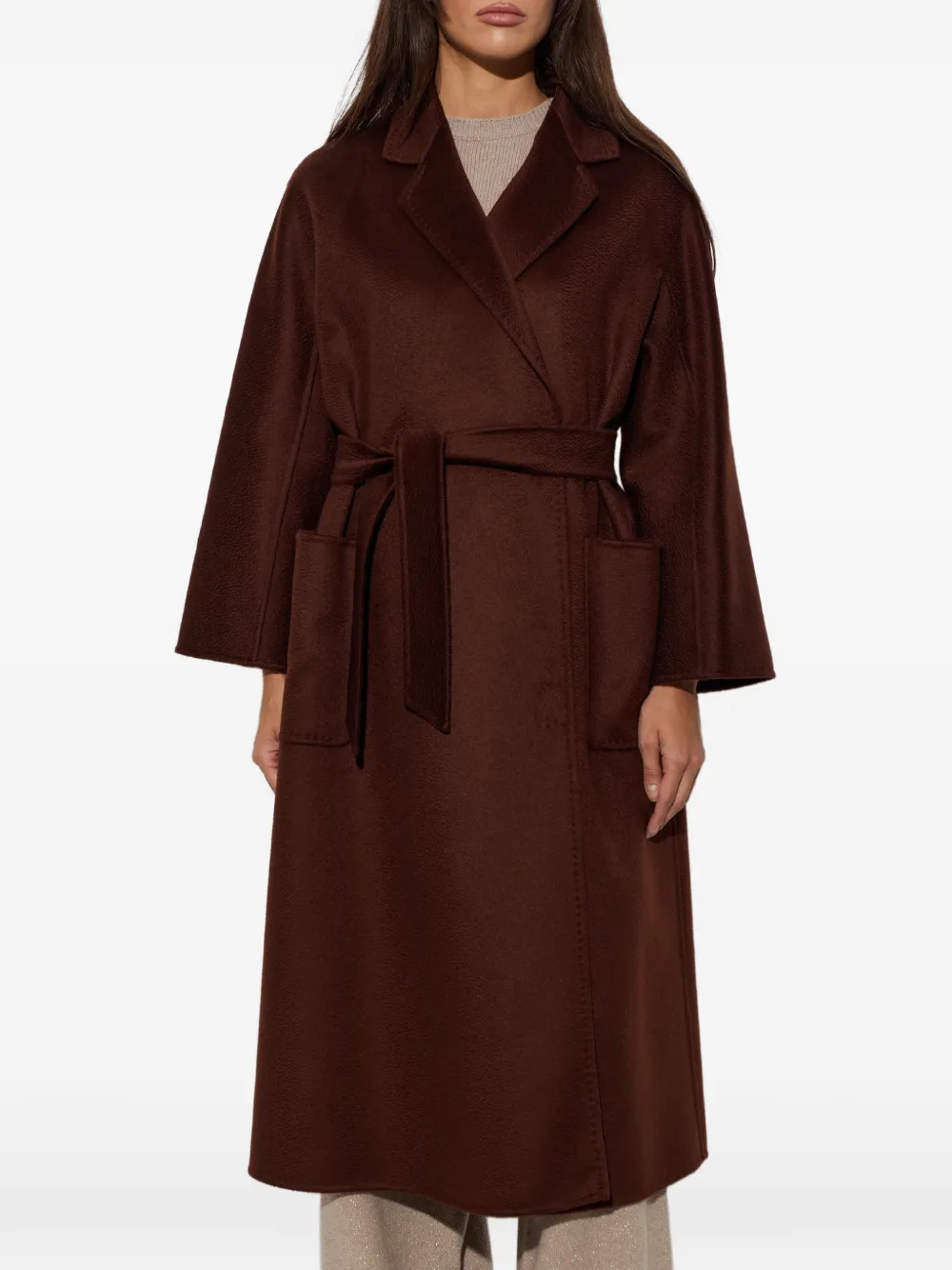 Max Mara Kasjmier jas Bruin