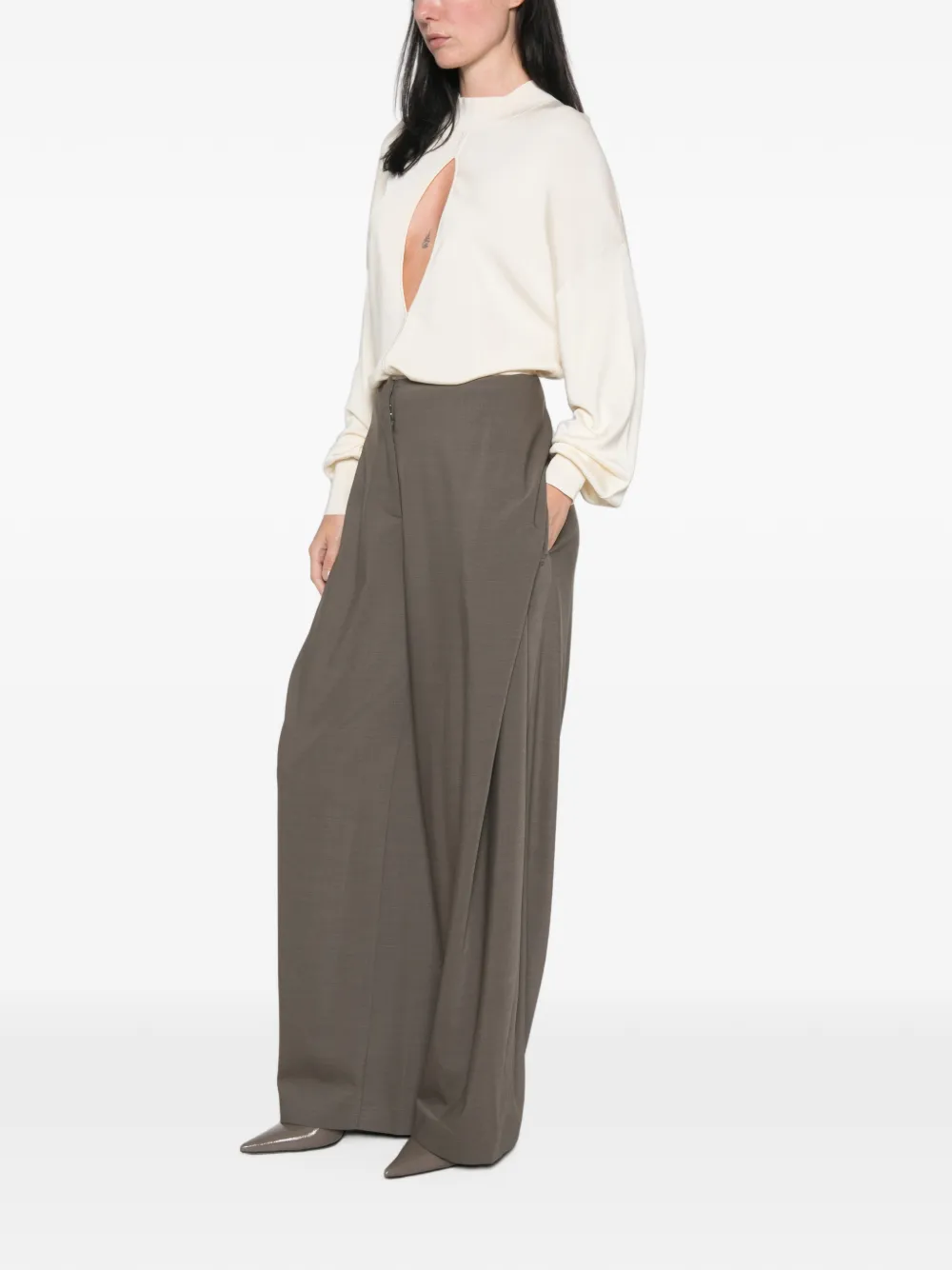 Jacquemus Cubisto layered-detail tailored trousers Grijs