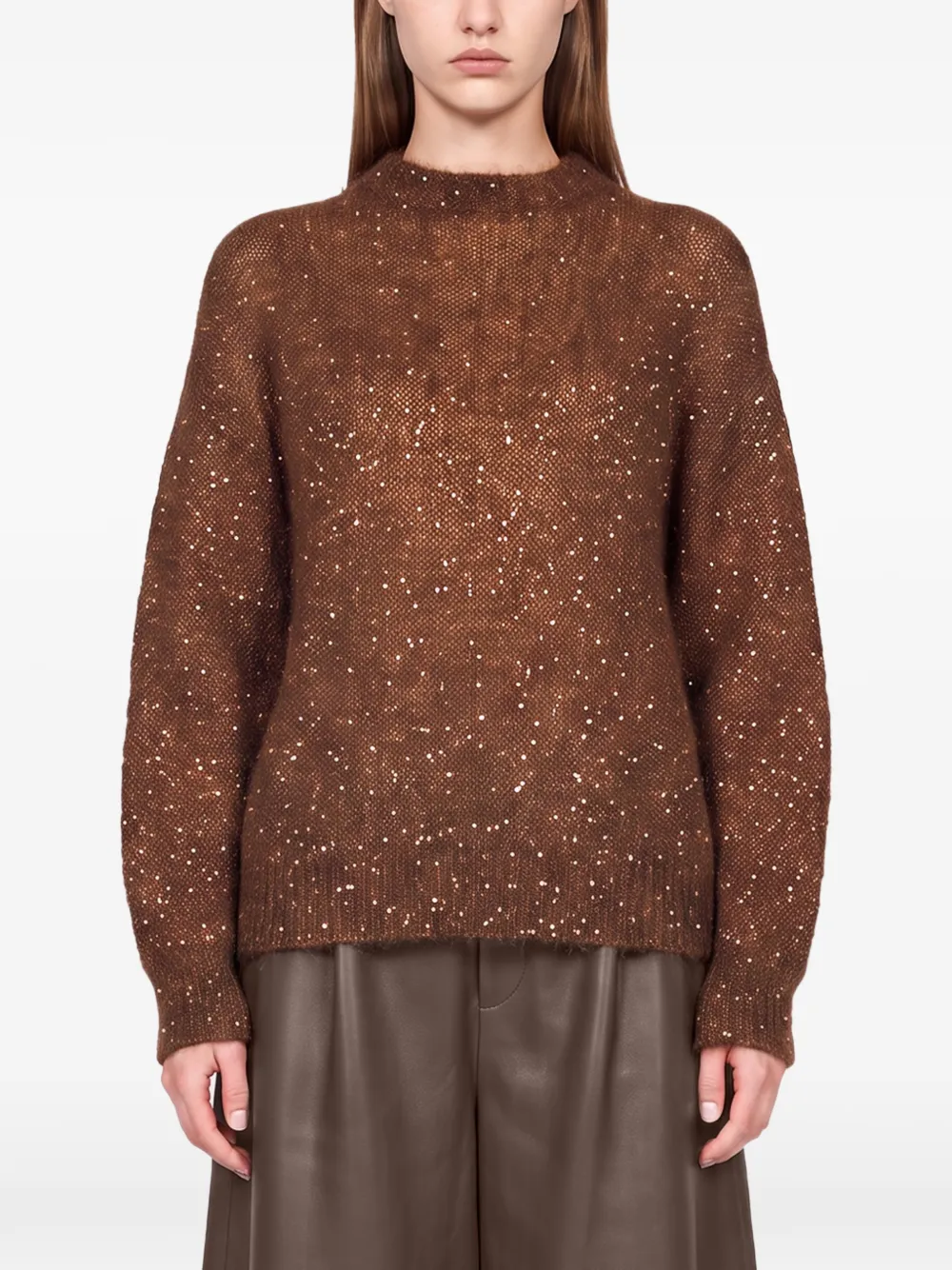 Brunello Cucinelli Trui met pailletten Bruin