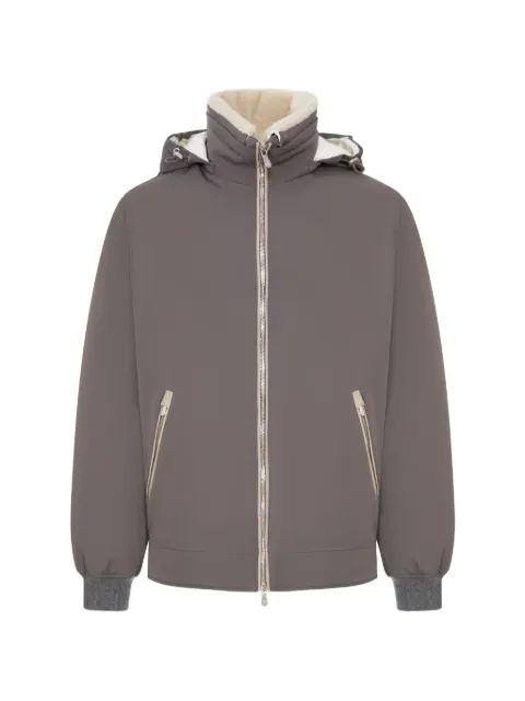 Brunello Cucinelli stretch bonded nylon down jacket with detachable hood