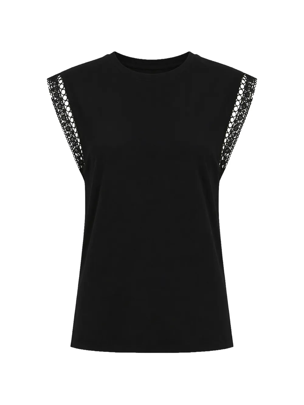 TWINSET lace-trim embroidered T-shirt - Nero
