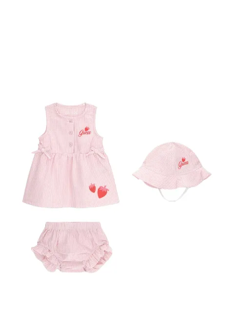 GUESS USA strawberry-embroidered seersucker dress set