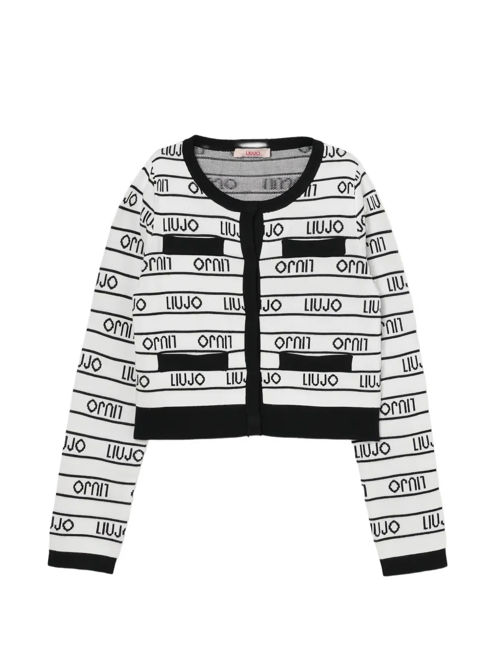Liu Jo Kids logo-intarsia striped cardigan - Bianco