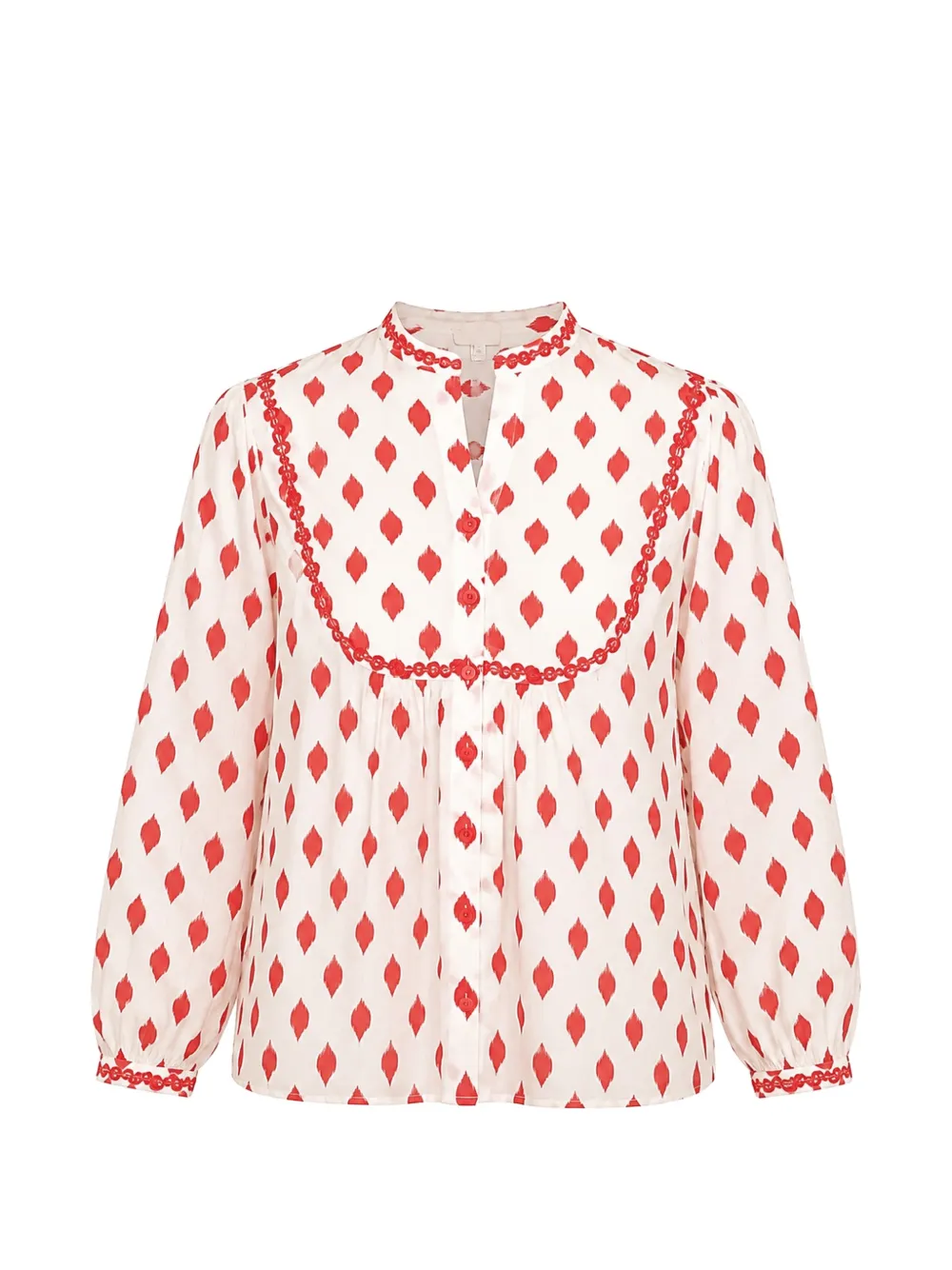 NIMO WITH LOVE Catnep embroidered ikat-print blouse - Bianco