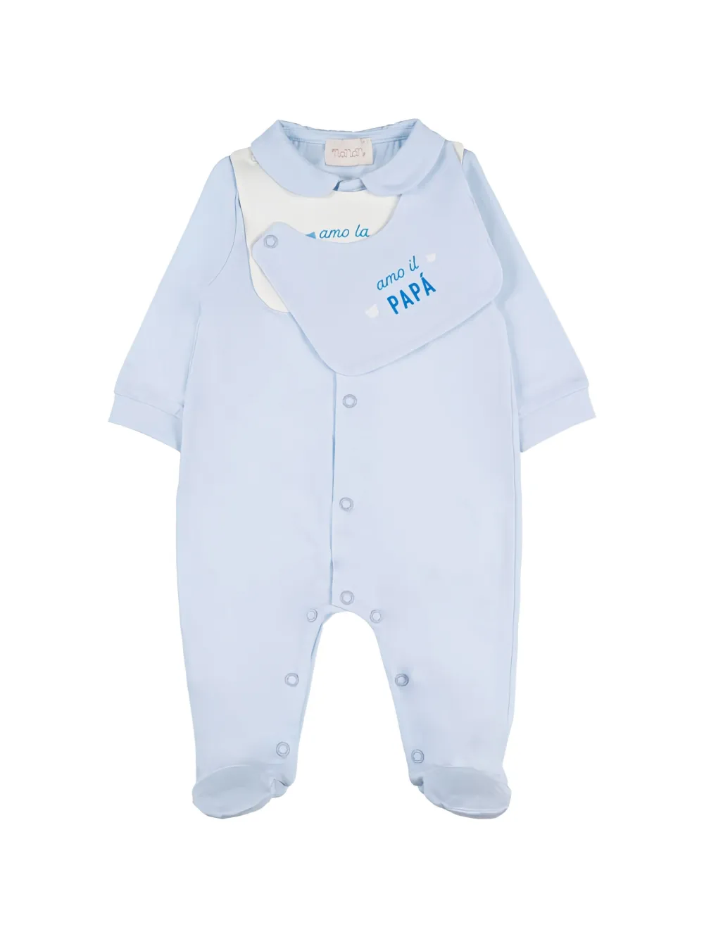 NANAN pyjama I love mum/dad à empiècement bavoir - Bleu NANAN pyjama I love mum/dad à empiècement bavoir - Bleu