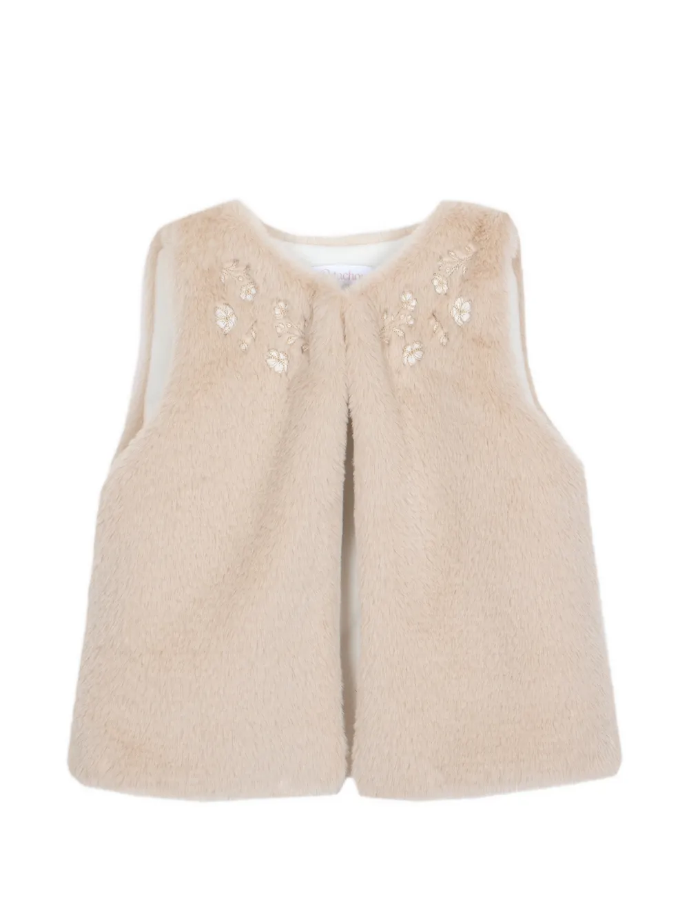 Patachou floral-embroidered faux-fur gilet - Toni neutri