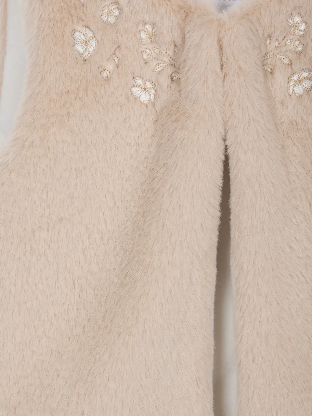 Patachou Bodywarmer van imitatiebont met geborduurde bloemen Beige