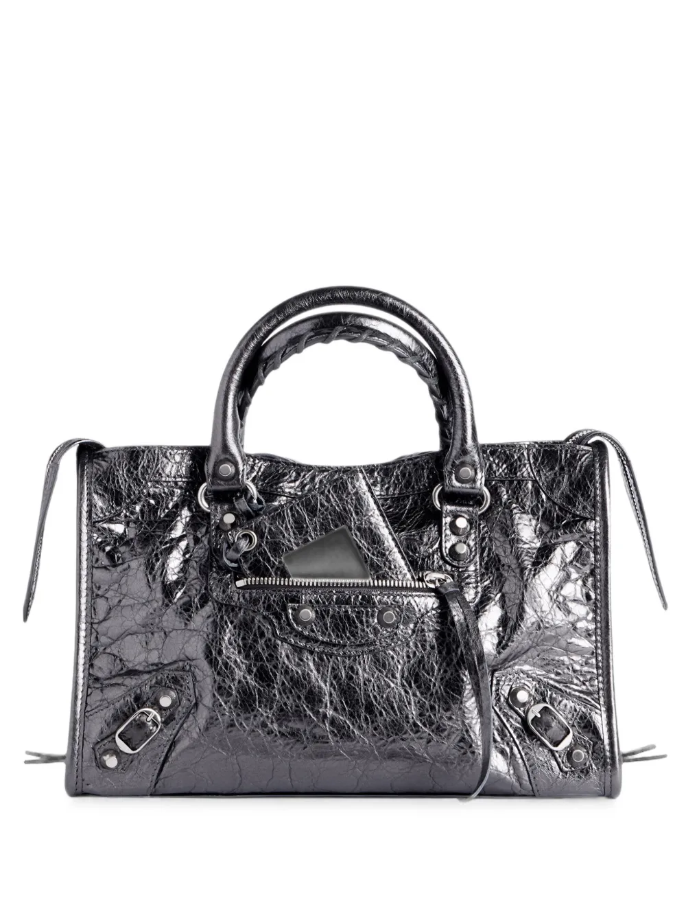 Balenciaga small Le City metallic leather tote bag - Grigio