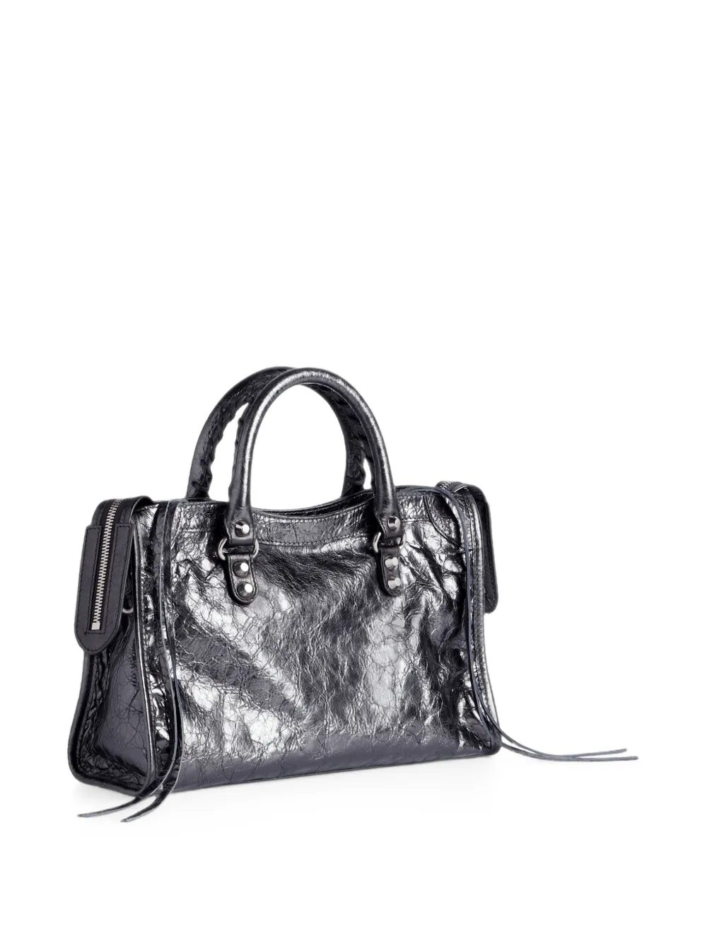 Balenciaga Kleine Le City metallic leren shopper Grijs