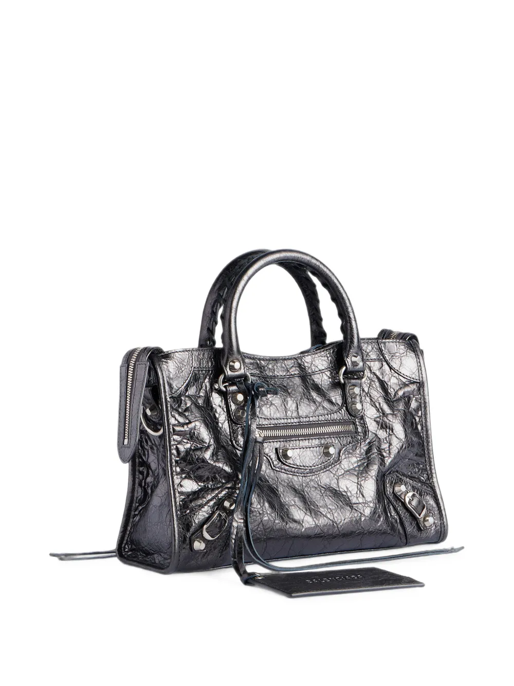 Balenciaga Kleine Le City metallic leren shopper Grijs
