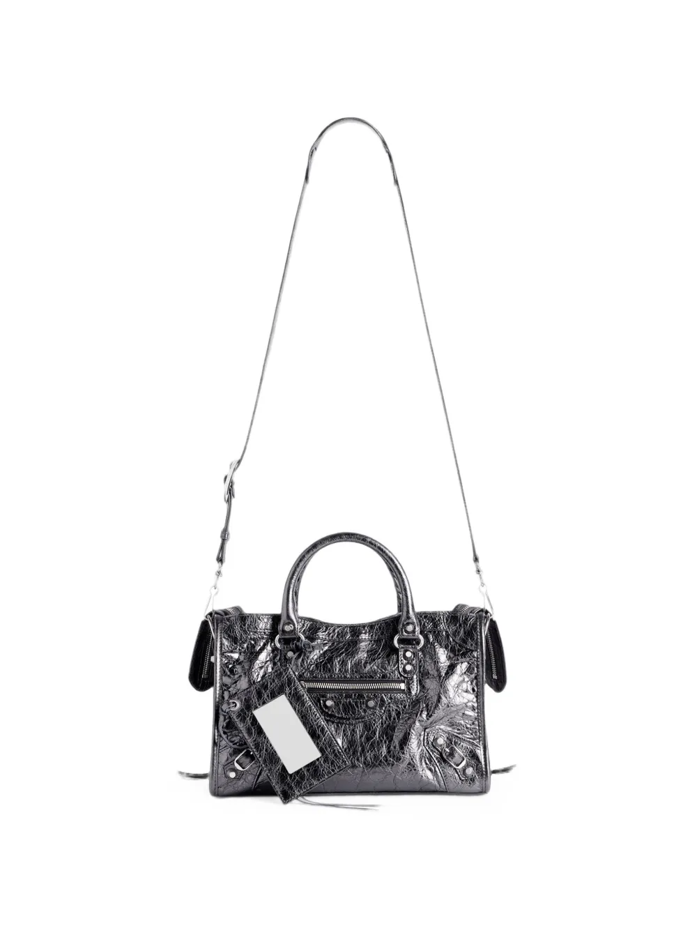 Balenciaga Kleine Le City metallic leren shopper Grijs