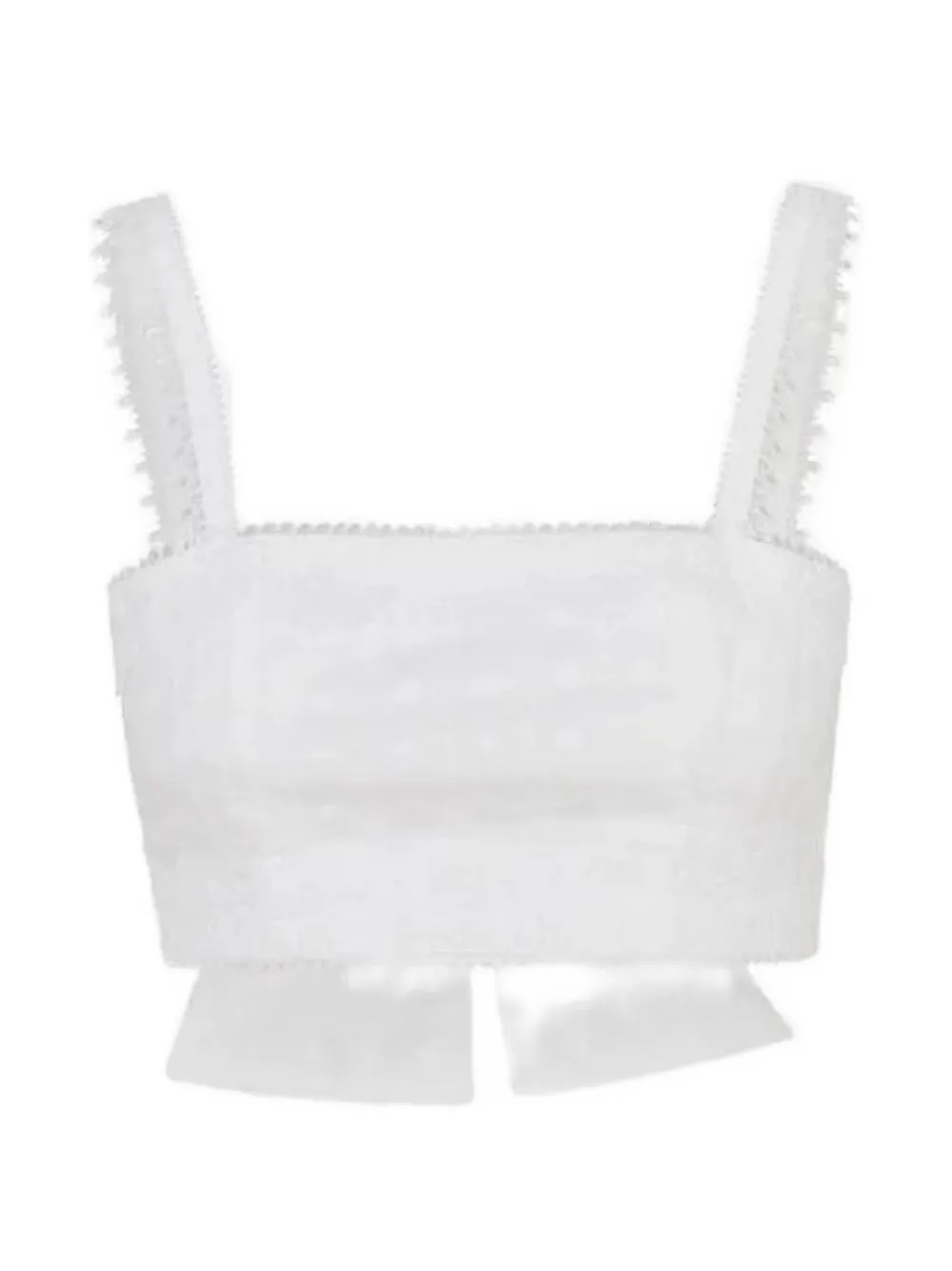 Waimari lace-trim cropped top - Bianco
