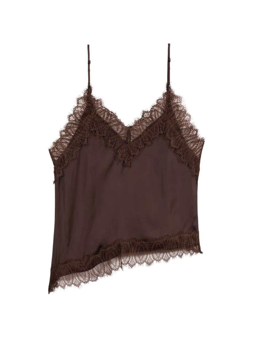 Luisa Cerano lace-trim asymmetric top - Marrone