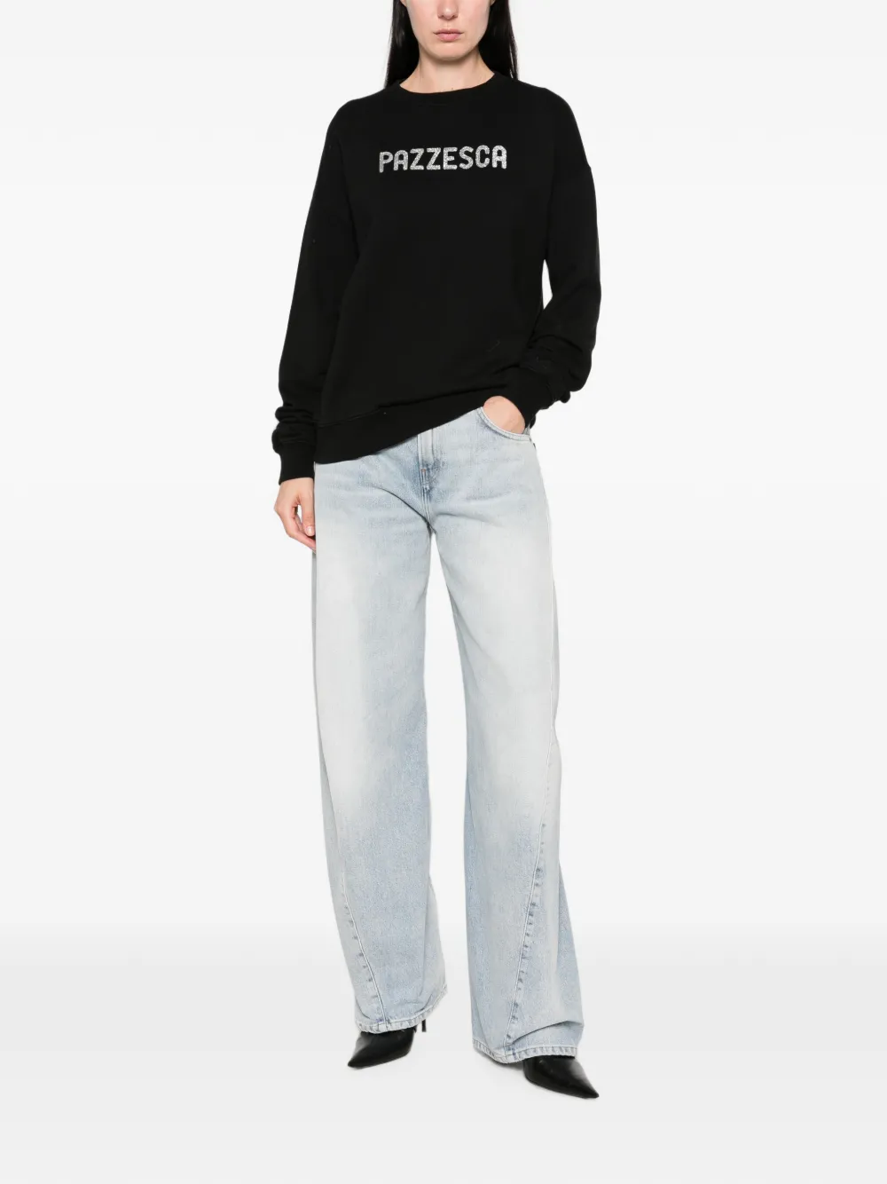 MC2 Saint Barth Stardust sweater met glitterlogo Zwart