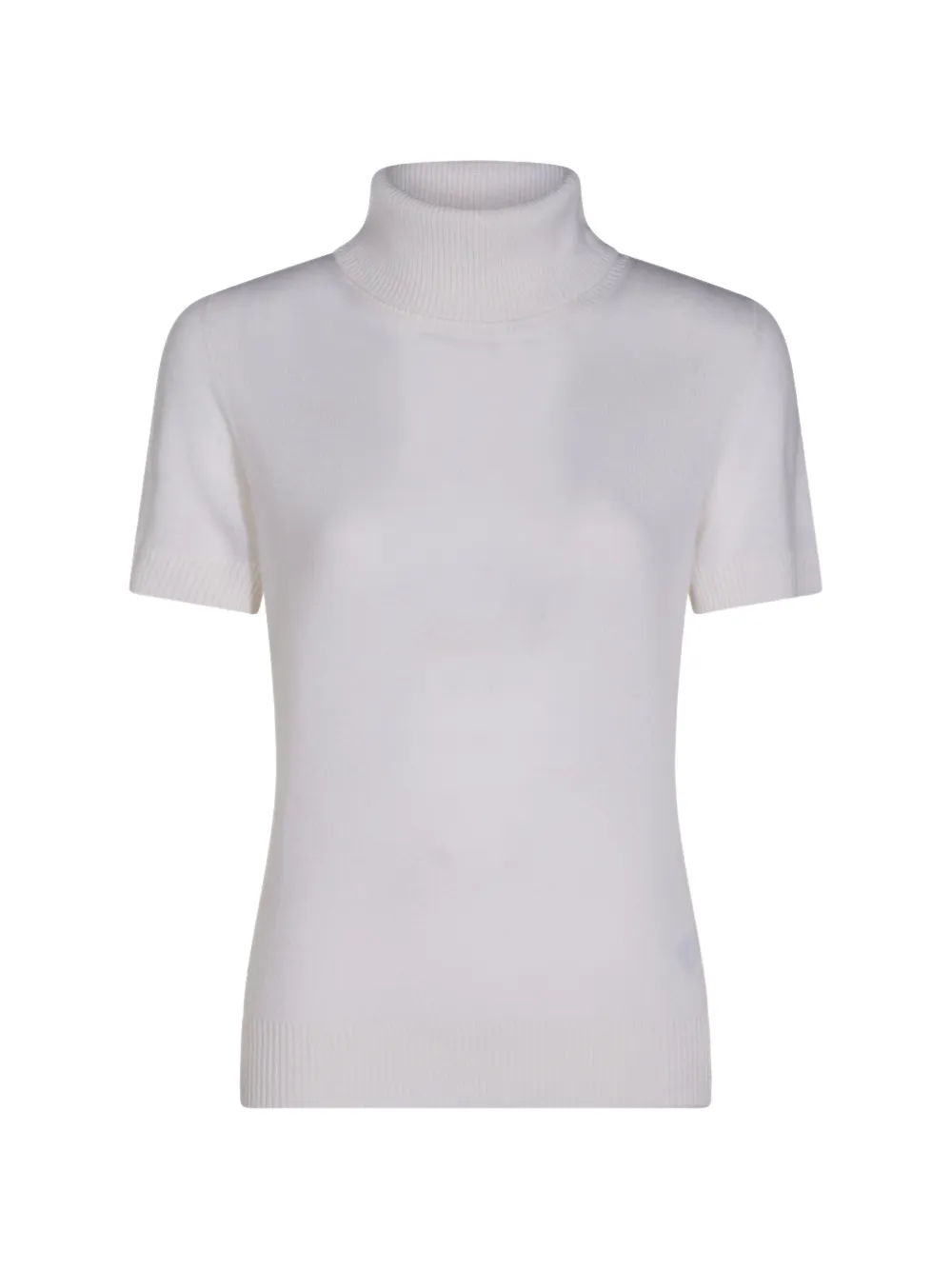 Allude Roll-neck Short-sleeve Sweater In White