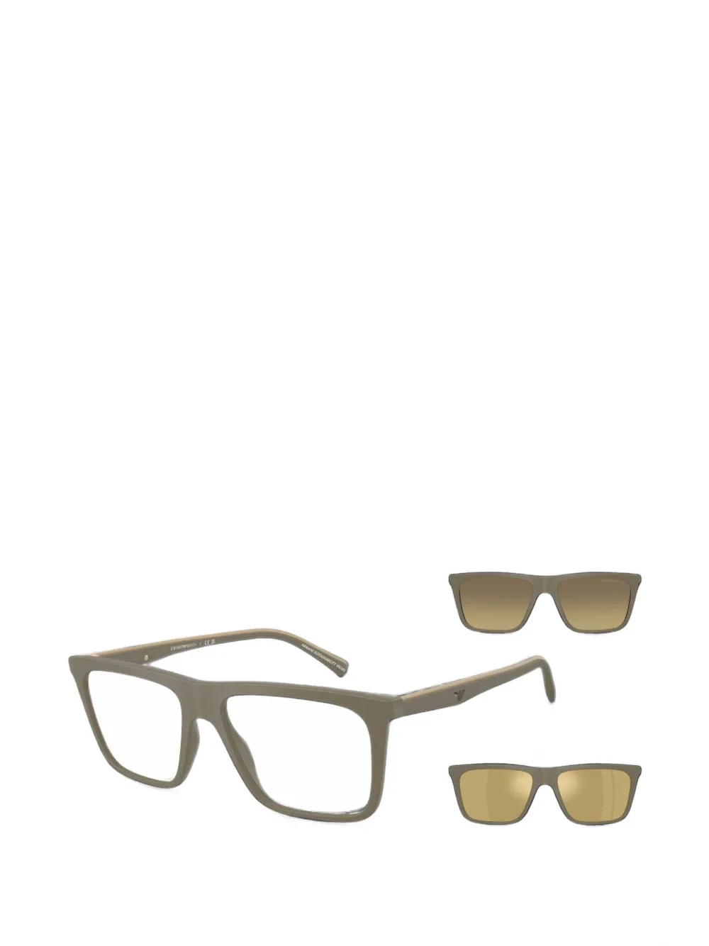 Emporio Armani clip-on square-frame glasses Beige