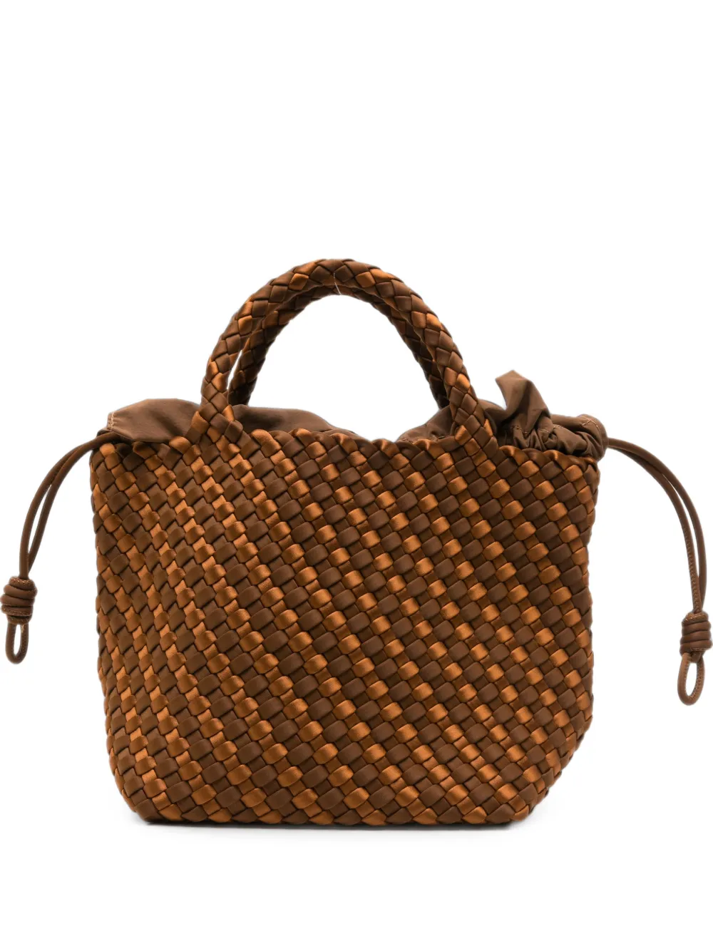 Marrea Woven Satin-stripe Shoulder Bag In Brown