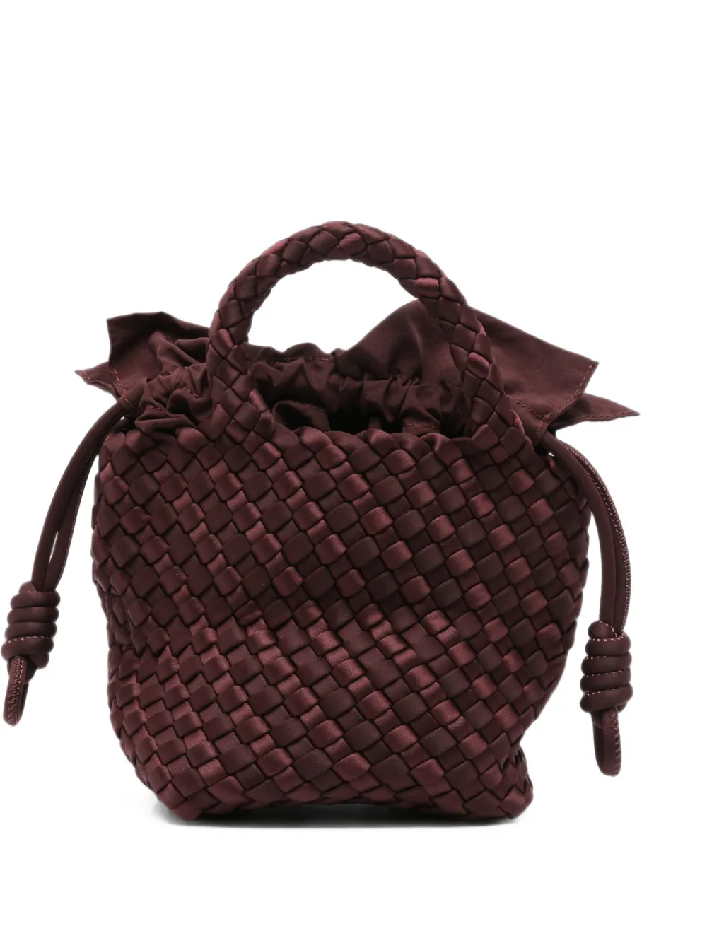 Marrea Woven Satin Shoulder Bag In Burgundy