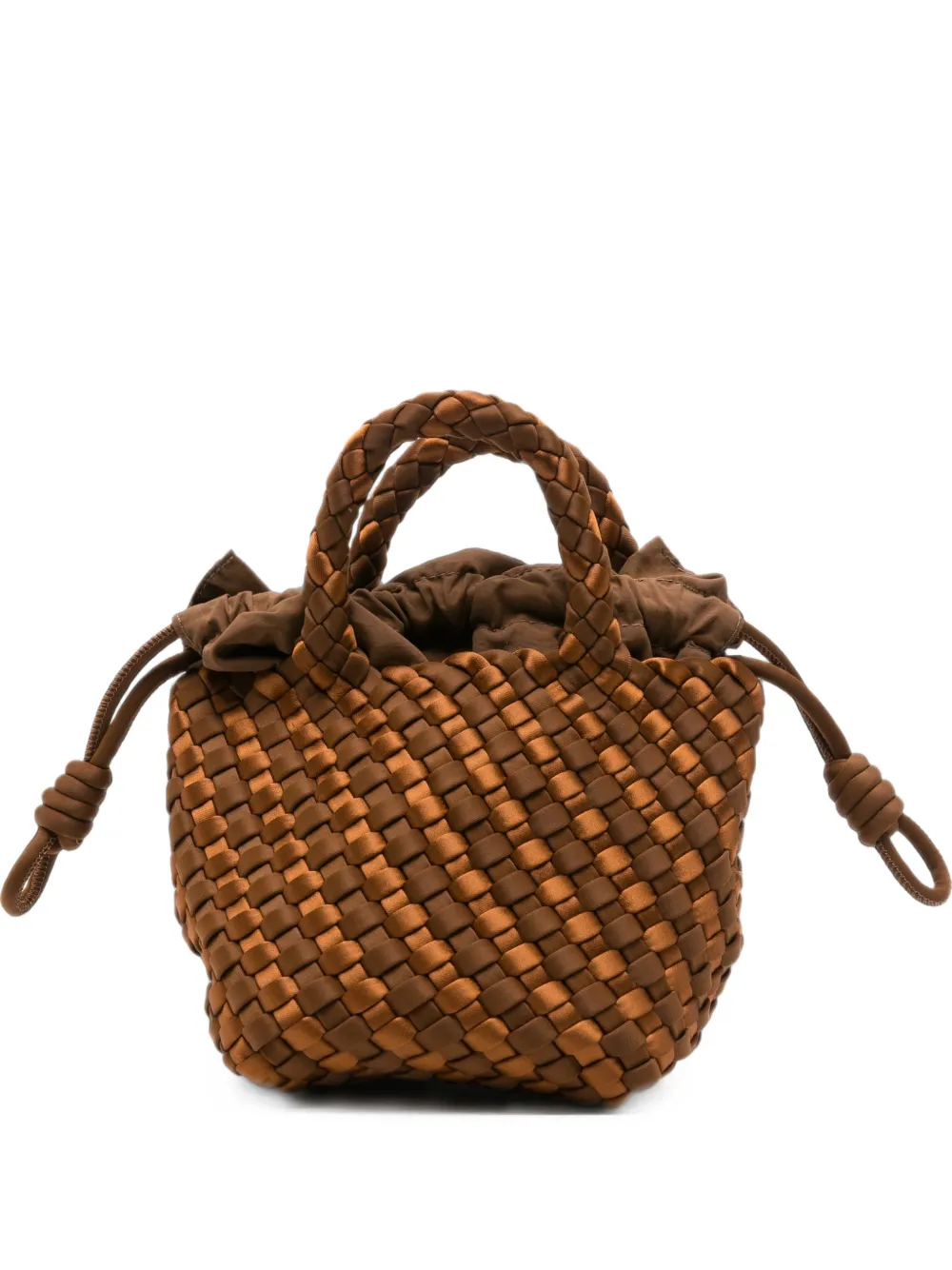 Marrea Woven Satin-finish Shoulder Bag In Brown