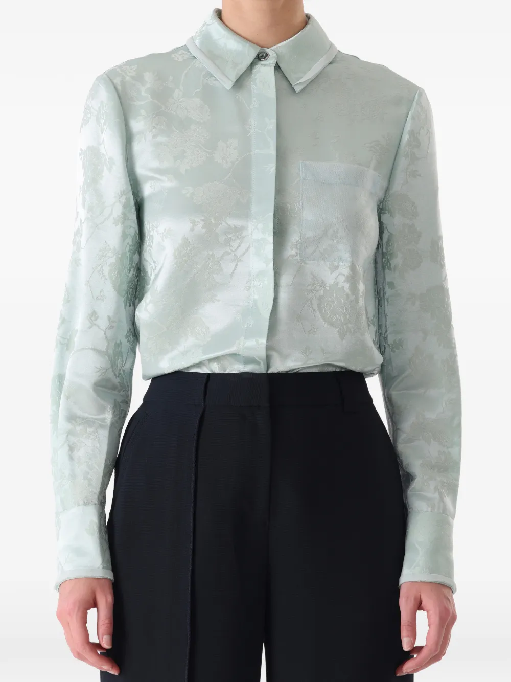 Jason Wu Collection floral-jacquard button-up shirt - Verde