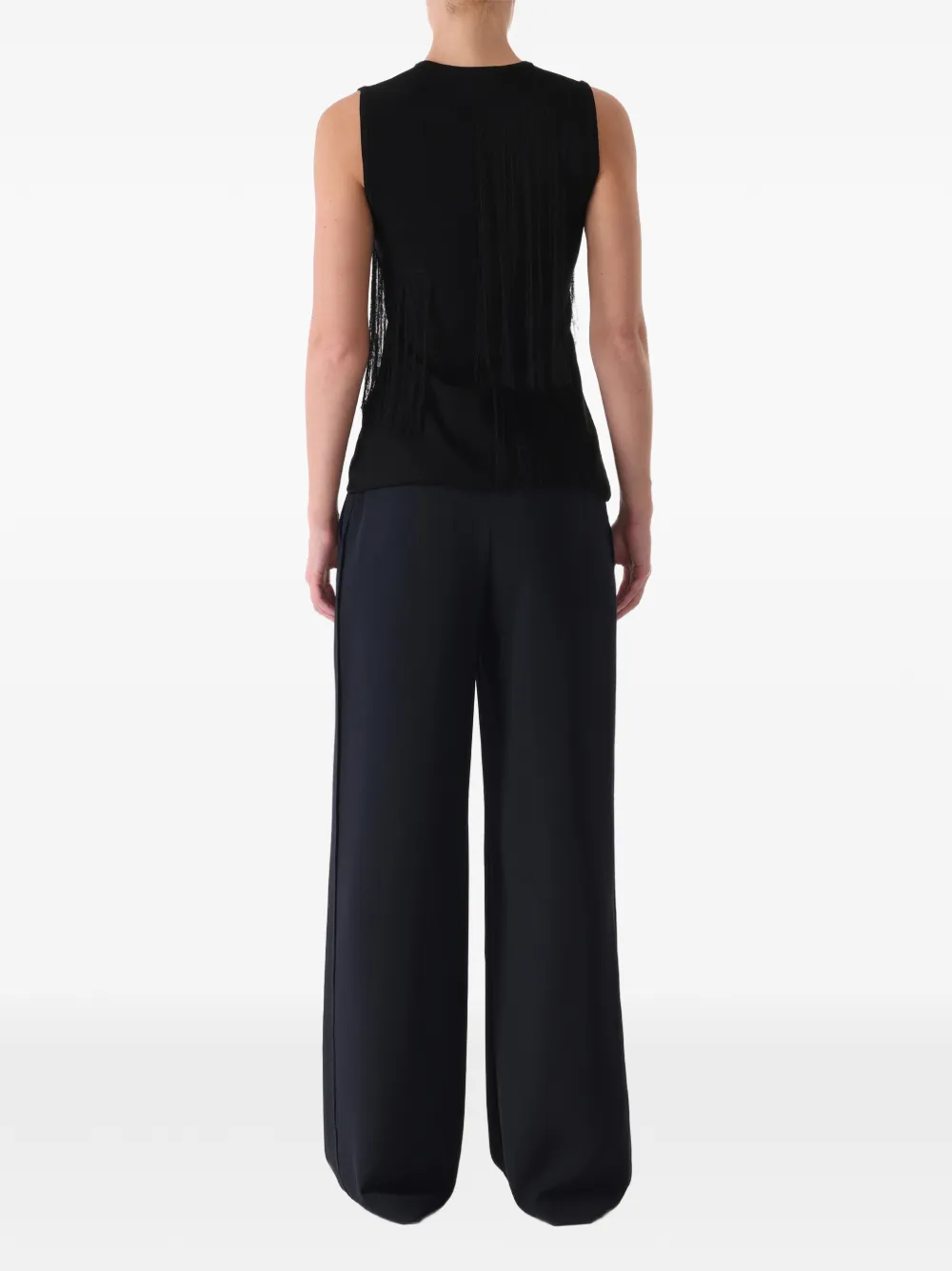 Jason Wu Collection Fringe-trimmed Tank Top in Black, view 4