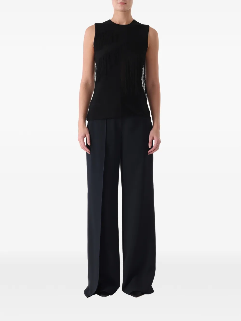 Jason Wu Collection Fringe-trimmed Tank Top in Black, view 2