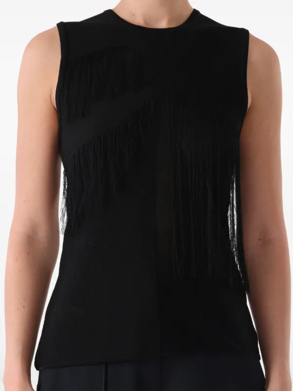 Jason Wu Collection Fringe-trimmed Tank Top in Black