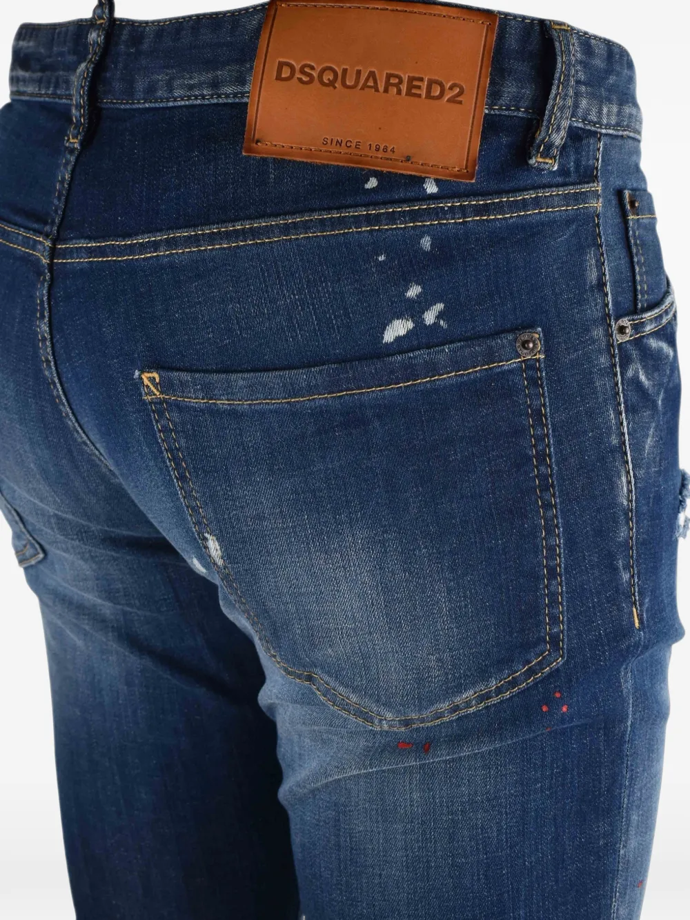 DSQUARED2 Teddy gerafelde jeans met verfspetters Blauw