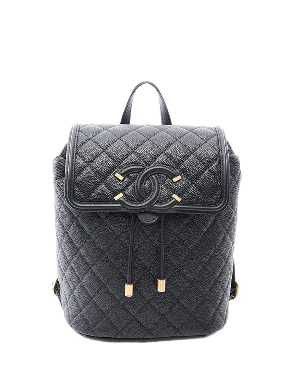 CHANEL Pre-Owned 2018-2019 Caviar CC Filigree backpack - Nero