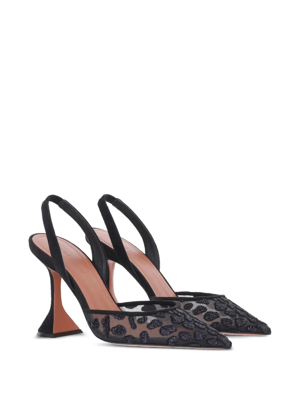 Amina Muaddi Holli leopard-print mesh slingback pumps Zwart
