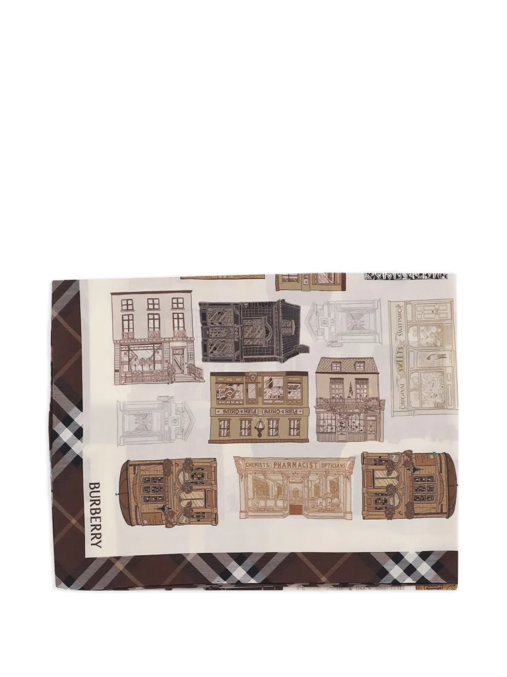 Burberry storefront-print silk scarf - Toni neutri