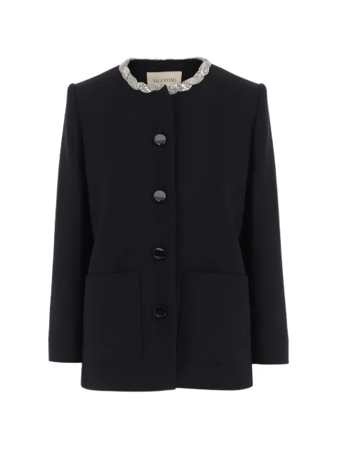 Valentino Garavani decorated-collar virgin wool jacket