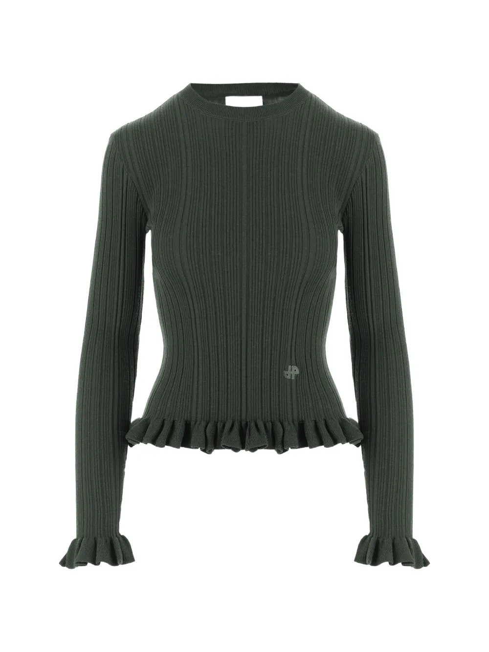 Patou ruffled ribbed sweater - Verde