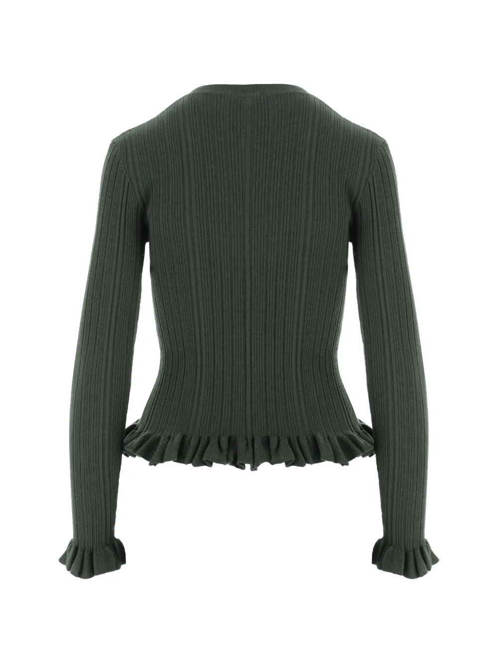 Patou ruffled ribbed sweater Groen