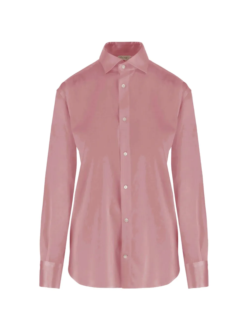 Her Shirt Satin-finish Long-sleeve Shirt In Pink