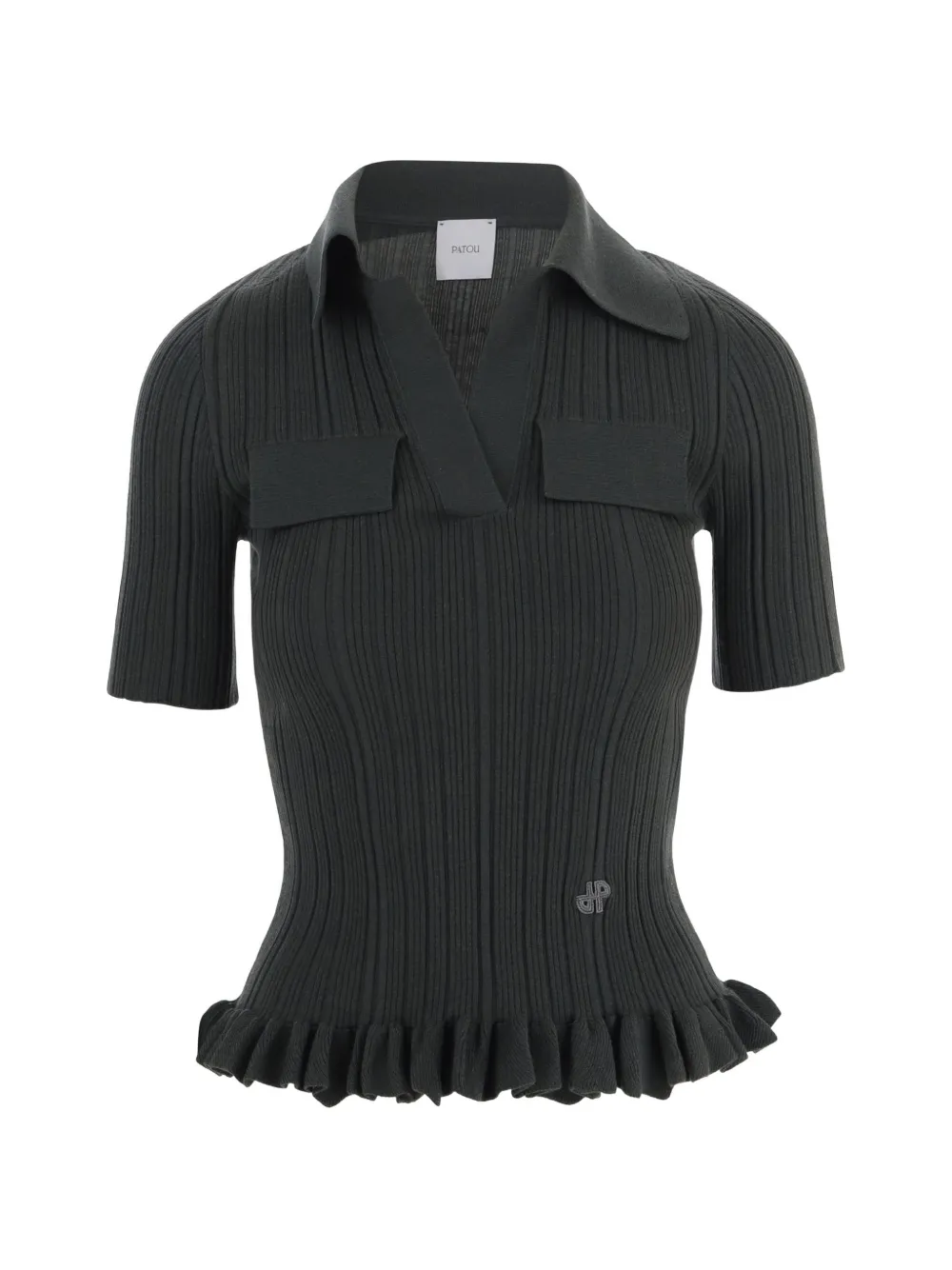 Patou ruffled ribbed sweater Groen