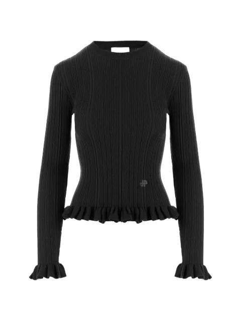 Patou ruffled ribbed-knit sweater
