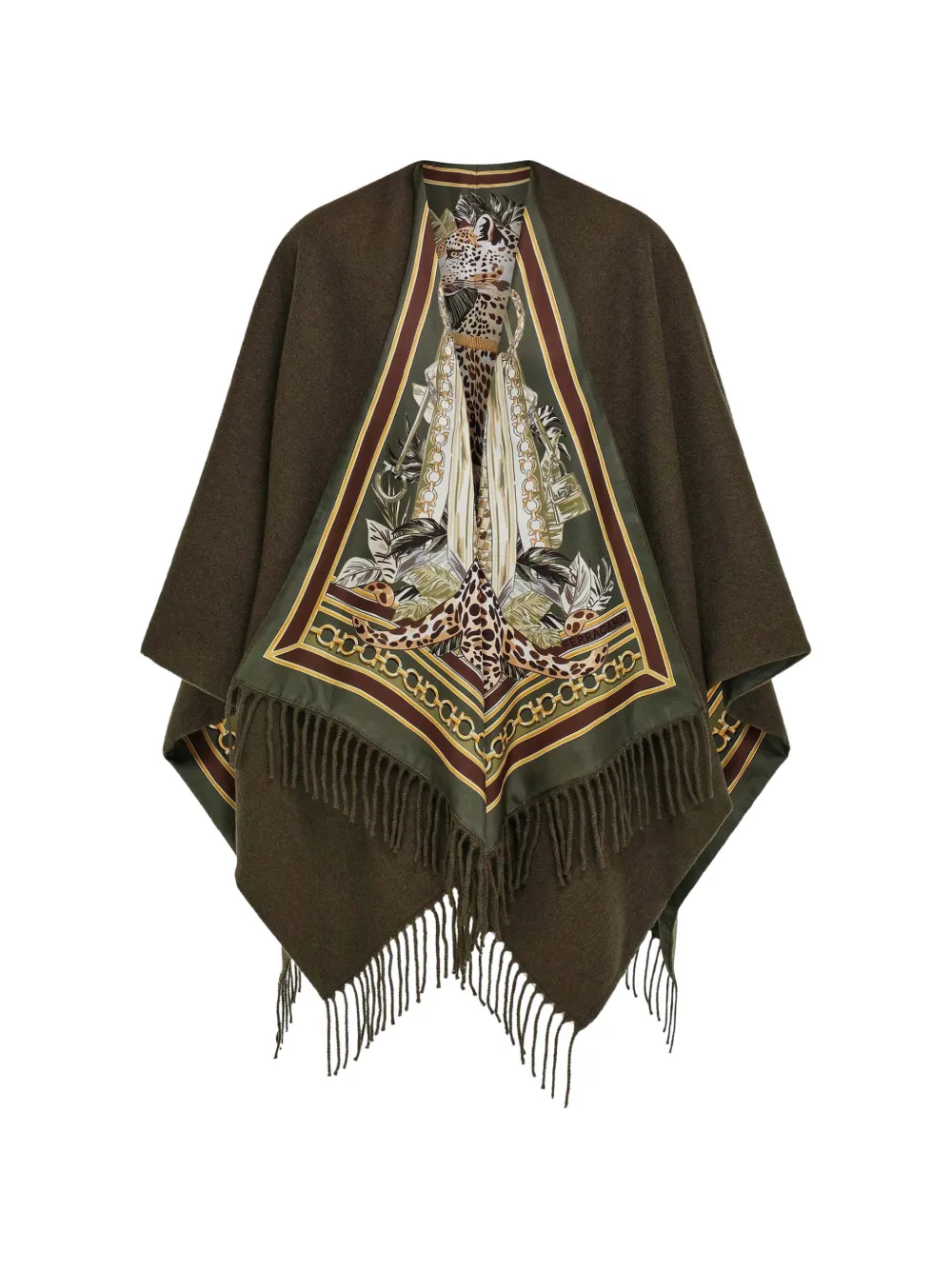 Ferragamo graphic-pattern cape - Marrone