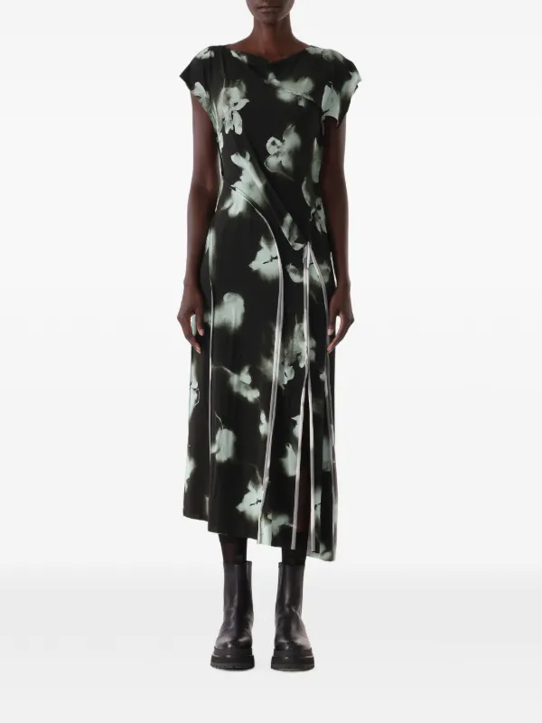 Jason Wu Collection Floral-print Asymmetric-hem Midi Dress in Green