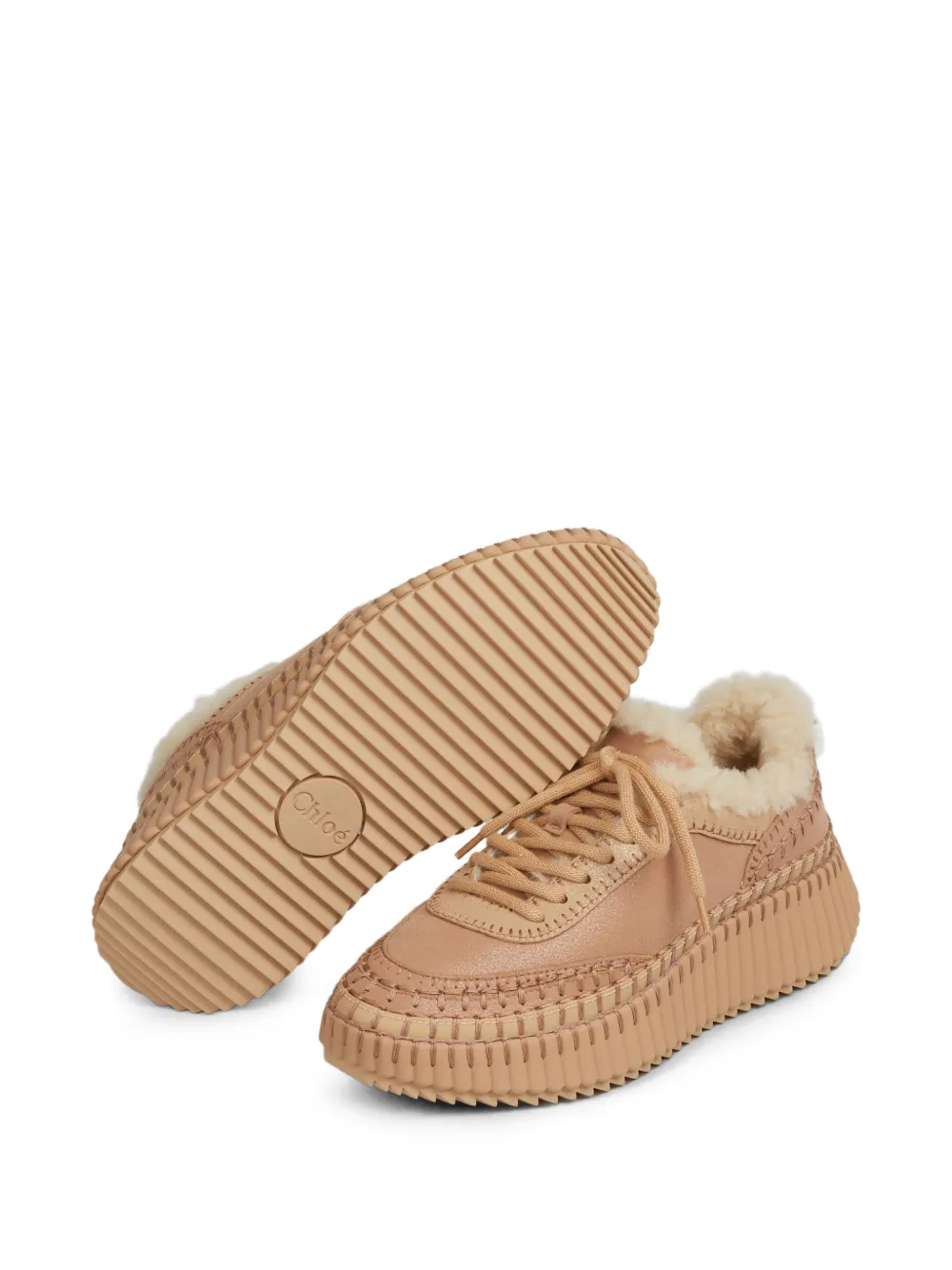 Chloé Nama shearling-trim sneakers Bruin