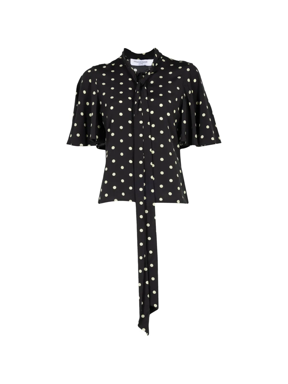 Francoise Pinton - Paris polka-dot pussy-bow blouse - Black