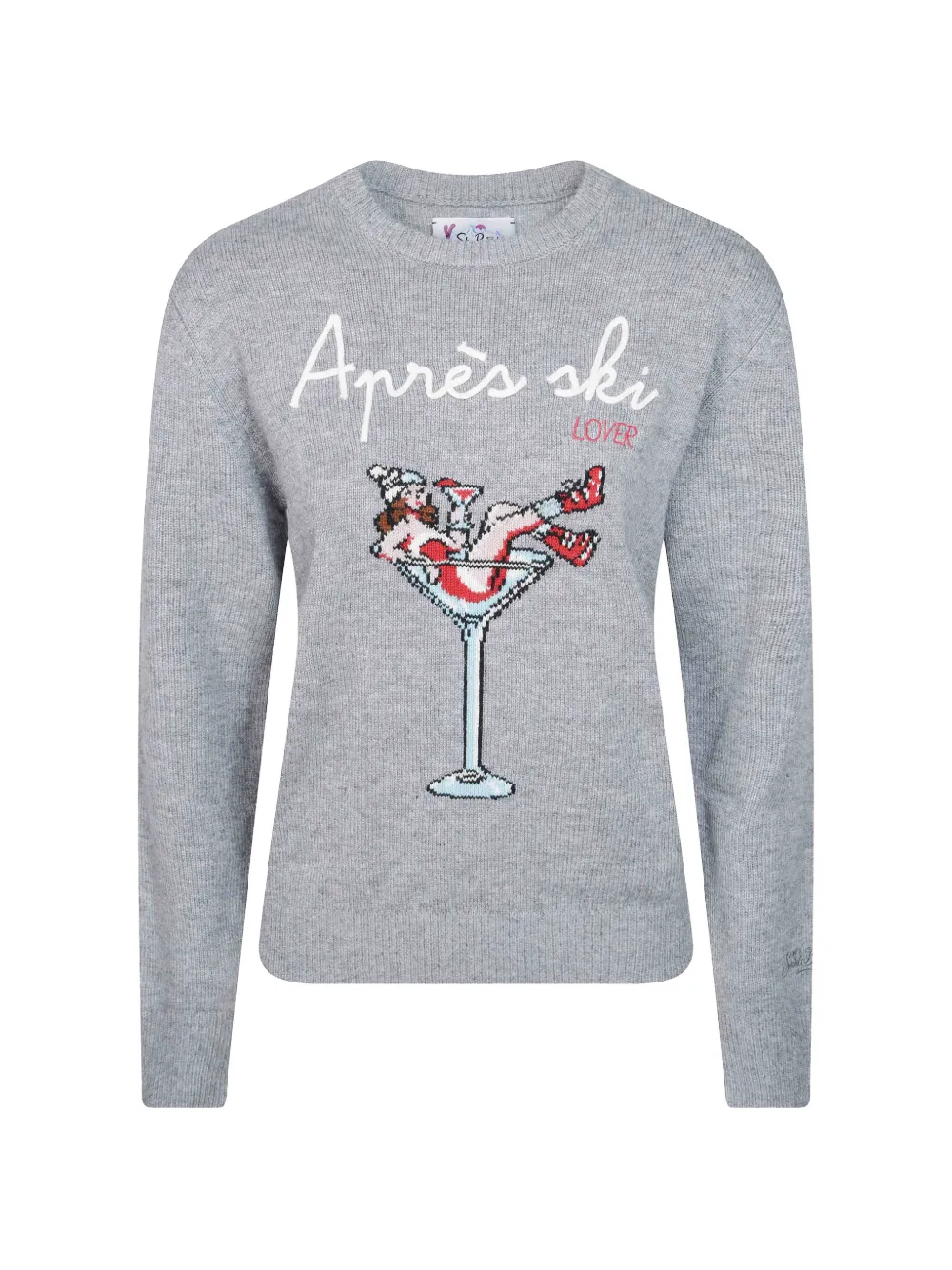 MC2 Saint Barth New Queen crewneck sweater with girl in glass jacquard Grijs