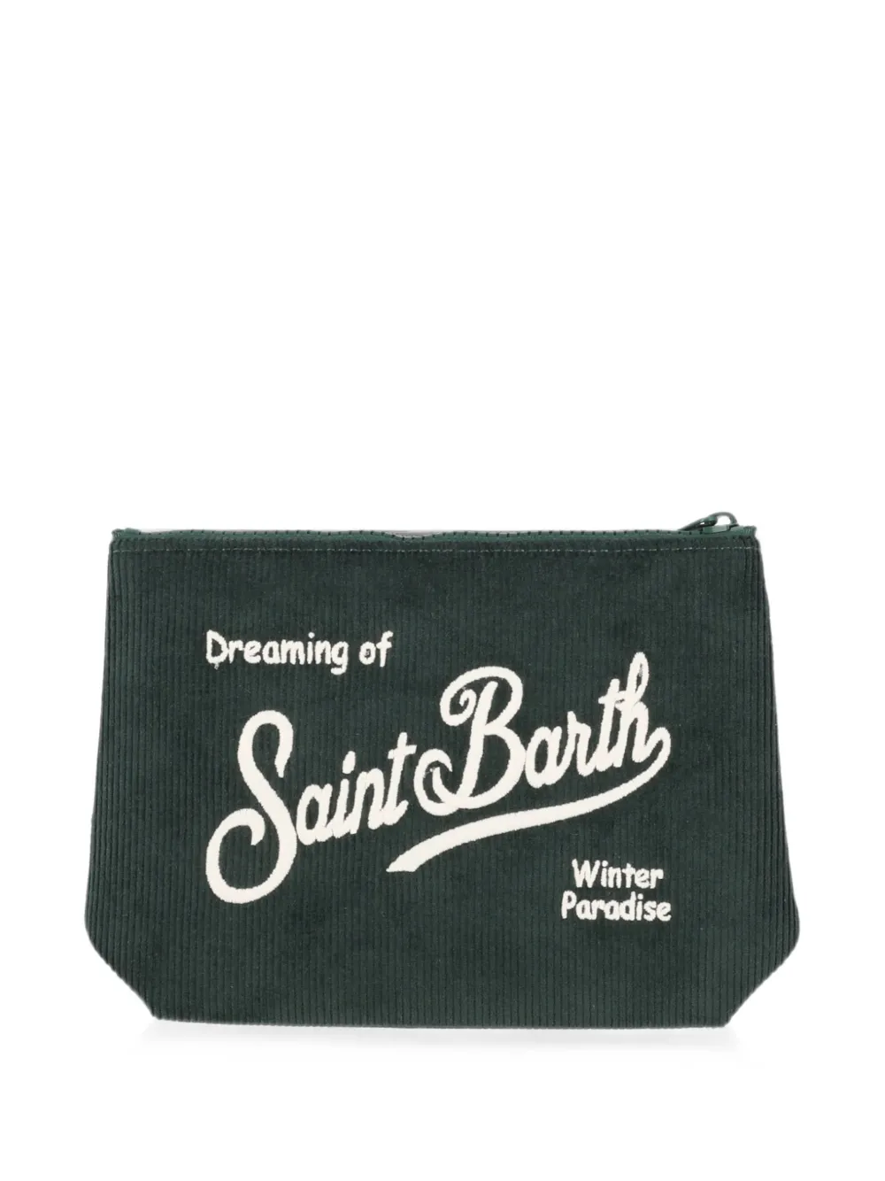 MC2 Saint Barth Kids Aline ribfluwelen buidel met geborduurd logo Groen