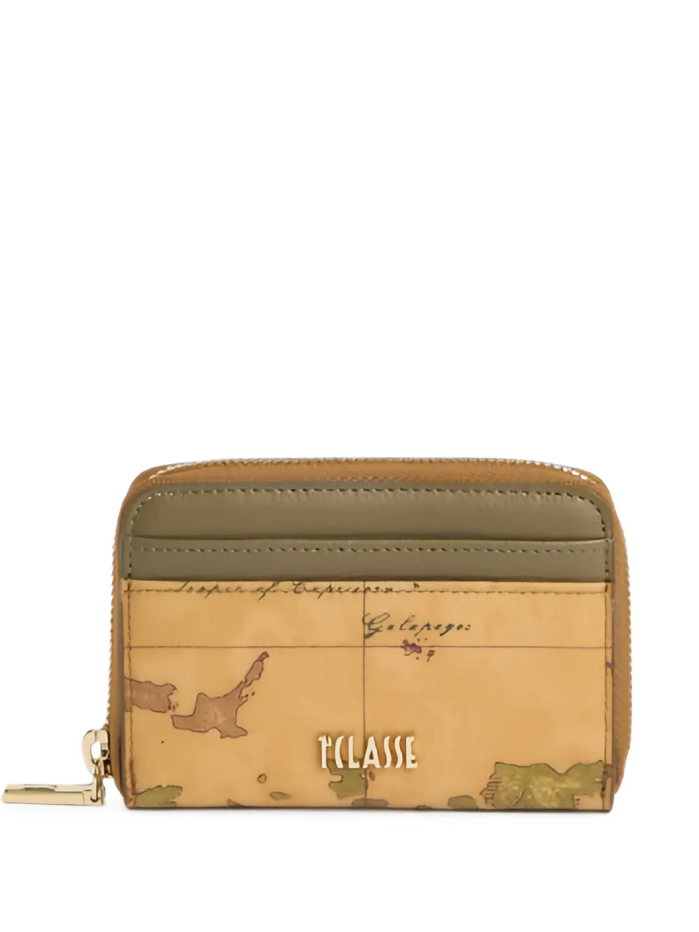 ALVIERO MARTINI 1° CLASSE mini Geo Saloon map-print zip-around wallet - Verde